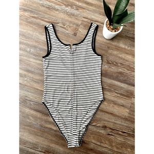 Black & white striped body suit/one piece